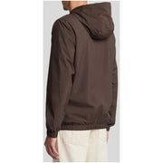 A sleek dark brown hooded blazer by Lyle & Scott made of smooth lightweight fabric with elasticated cuffs and hem