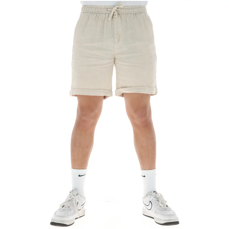 Lyle & Scott Leinenshorts für Herren in Beige mit Kordelzug im Bund und umgeschlagenen Beinabschlüssen, Vorderansicht