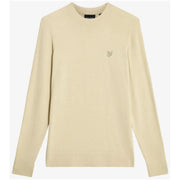 Lyle and Scott men beige cotton long-sleeved crewneck sweatshirt with small embroidered bird logo on left chest