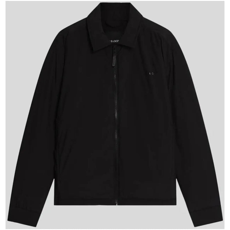 Lyle and Scott men blazer black zip polyester jacket with collar and subtle chest branding in sleek design