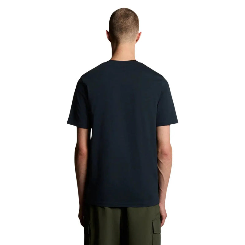 Black short-sleeved crew neck t-shirt made of cotton by Lyle and Scott, designed for men casual wear