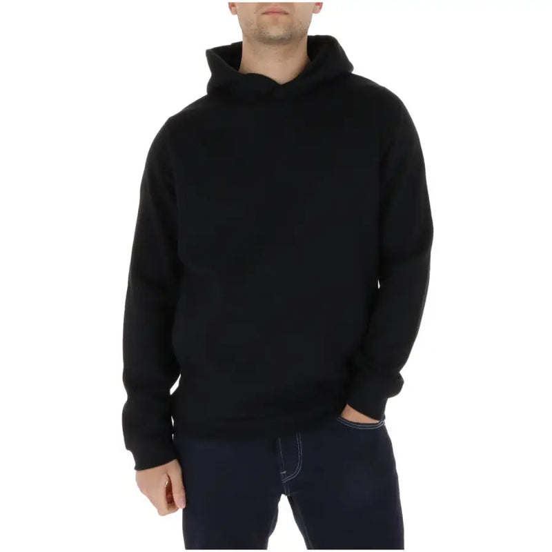 Lyle and Scott men bordeaux cotton hoodie sweatshirt in black with a minimalist design and ribbed cuffs
