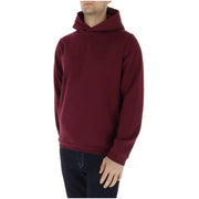 A maroon cotton Lyle and Scott men hooded sweatshirt with soft textured fabric and subtle chest branding