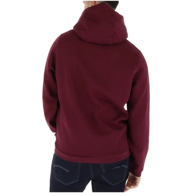 Lyle and Scott men bordeaux cotton hoodie sweatshirt featuring a soft textured fabric and ribbed cuffs