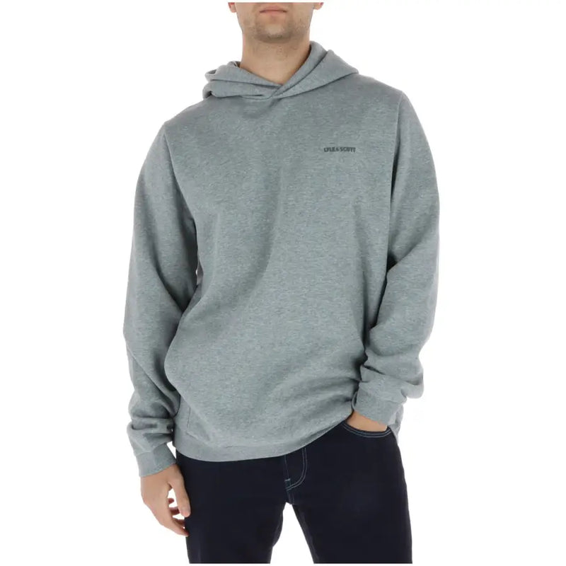 Lyle and Scott men bordeaux cotton hoodie sweatshirt heather gray long-sleeved with star scout logo embroidered on chest