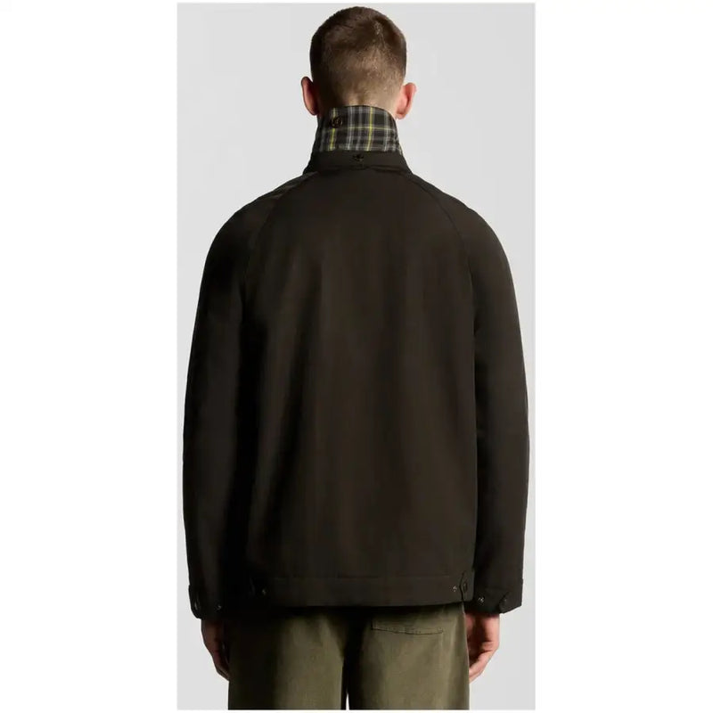 Lyle & Scott Herrenblazer aus Baumwollmischgewebe, schwarz (JK2308V), dunkelolivgrüne gewachste Baumwolljacke mit Karokragen