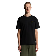 Lyle and Scott men cotton t shirt black with short sleeves and small yellow bird logo on left chest