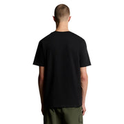 Lyle and Scott men cotton t shirt black short sleeved crew neck casual wear in solid color material