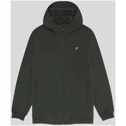 Lyle and scott men dark green zip-up polyester hoodie with small gold bird logo on chest