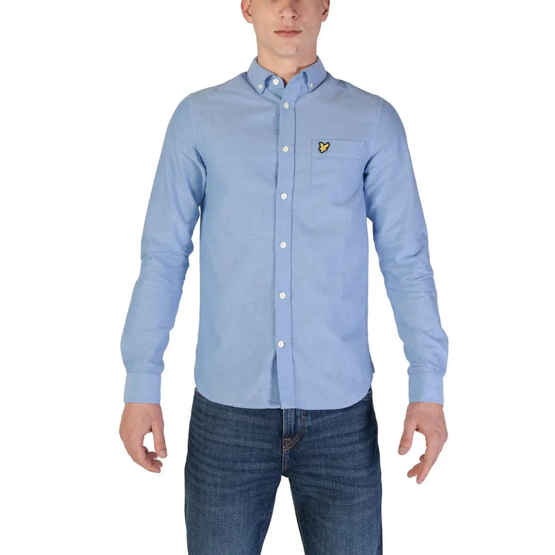 Hellblaues Herrenhemd von Lyle & Scott aus Baumwolle, klassische Passform, mit gelbem Vogellogo auf der Brusttasche