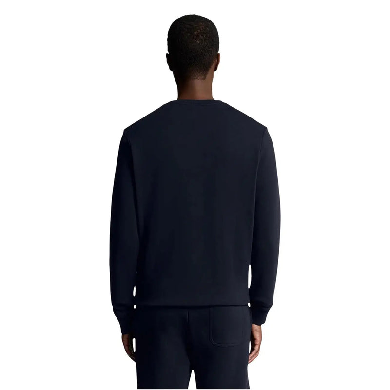 Marineblaues, langärmeliges Baumwoll-Sweatshirt mit Rundhalsausschnitt für Herren von Lyle and Scott, ideal für die Freizeit.