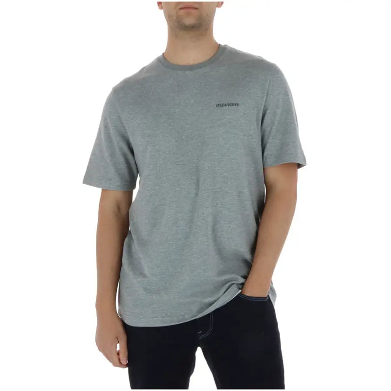 Lyle & Scott Männer t-shirt Grau melierter Baumwollstoff mit kleinem schwarzen Patagonia-Logo auf der linken Brust