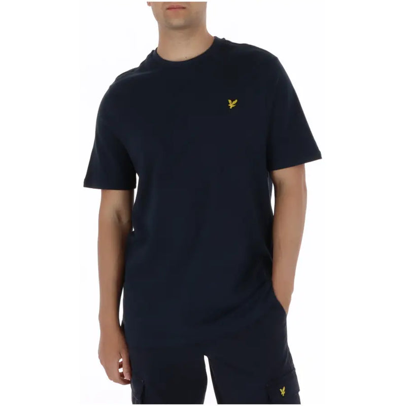 Marineblaues Lyle & Scott Herren-T-Shirt, Kurzarm, mit gelbem Vogellogo, aus Baumwolle, Rundhalsausschnitt, TS2406V