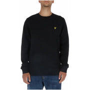 Lyle & Scott men’s black cotton sweatshirt with long sleeves and yellow embroidered bird logo on left chest
