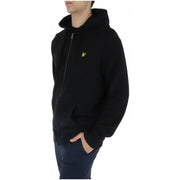 Lyle & Scott men’s black zip-up hooded sweatshirt with yellow bird logo on the chest in soft fabric