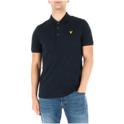 Lyle & Scott Schwarzes Herren-Poloshirt mit gelbem Vogellogo auf der Brust, aus weichem, atmungsaktivem Material