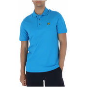 Lyle & Scott Hellblaues Herren-Poloshirt mit gelbem Vogellogo auf der Brust, ideal für die Freizeit.