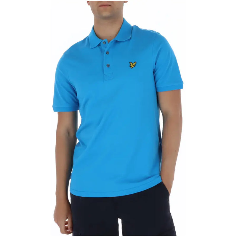 Lyle & Scott Hellblaues Herren-Poloshirt mit gelbem Vogellogo auf der Brust, ideal für die Freizeit.
