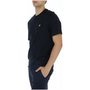 T-shirt noir à manches courtes t-shirt avec un logo d'oiseau jaune brodé sur la poitrine gauche par Lyle & Scott pour hommes