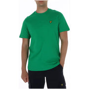 Green Lyle und Scott t-shirt mit einem kleinen gelben Vogellogo auf der linken Brustseite im Herren-Rundhals-Stil