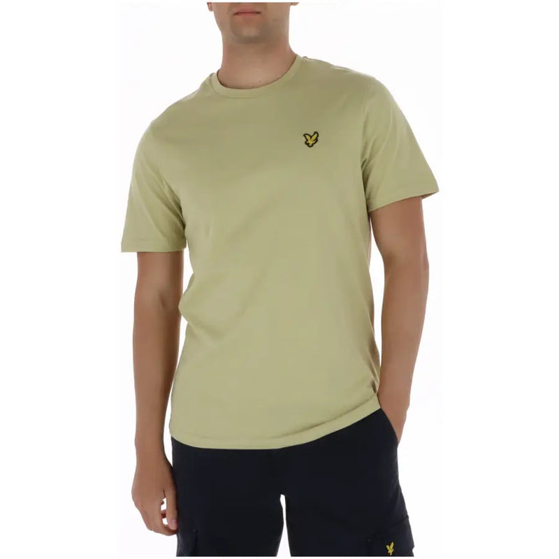 Lyle & Scott hellgrünes Kurzarmhemd für Herren t-shirt mit gelbem Vogellogo auf der linken Brustseite