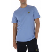 Lyle & Scott Herren hellblaues Kurzarm-Rundhals-Shirt t-shirt mit gelbem Vogellogo auf der linken Brust