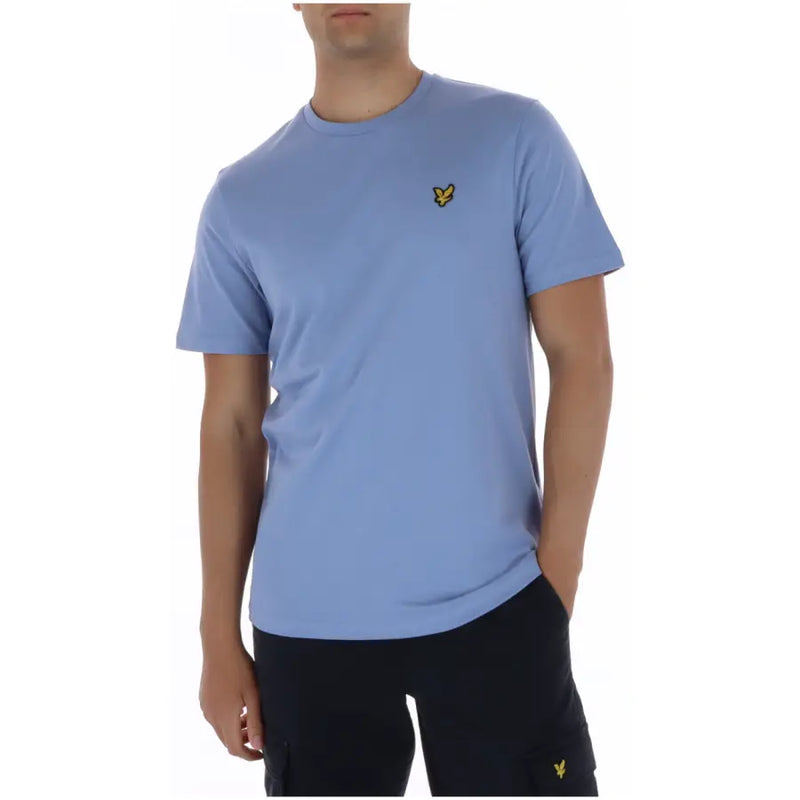 Lyle & Scott Herren hellblaues Kurzarm-Rundhals-Shirt t-shirt mit gelbem Vogellogo auf der linken Brust
