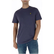 Marineblaues Kurzarmhemd Lyle & Scott Herren t-shirt mit einem kleinen gelben Vogellogo auf der linken Brust