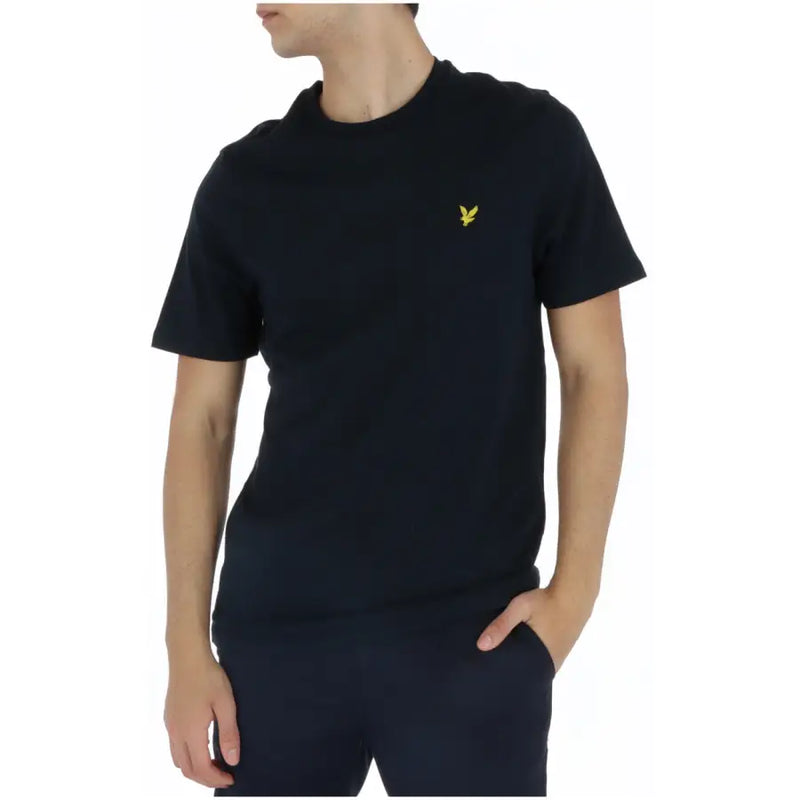 Lyle & Scott T-shirt noir en coton à manches courtes pour homme t-shirt avec un petit logo d'oiseau jaune sur la poitrine gauche