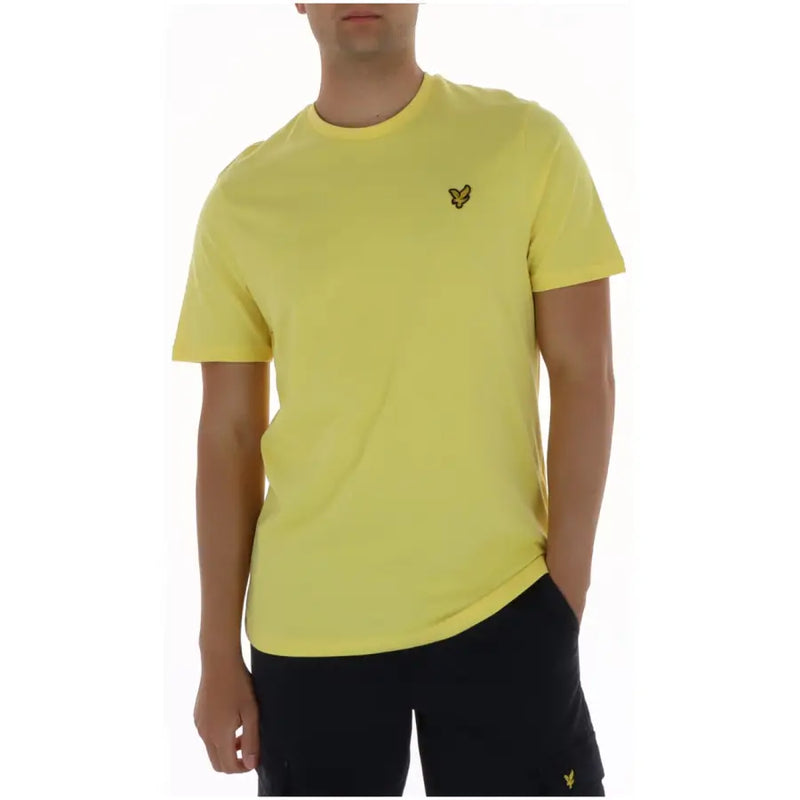 Lyle and Scott Herren-Kurzarmshirt in leuchtendem Gelb t-shirt mit kleinem, gesticktem Vogellogo auf der linken Brust