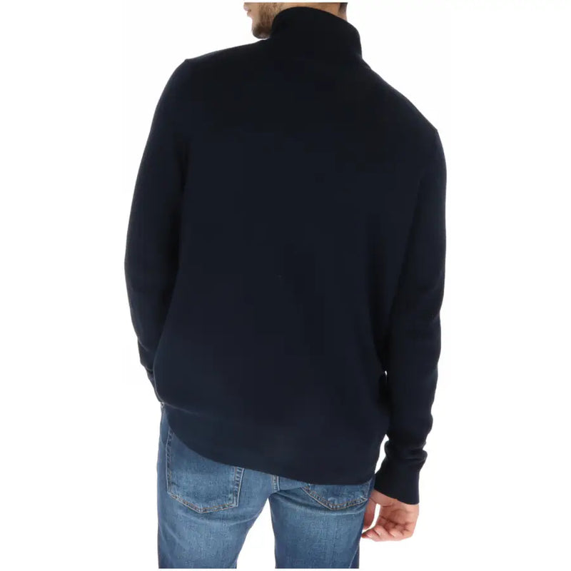 Lyle & Scott men’s navy blue high-neck sweater made from soft knit fabric ideal for casual and formal wear