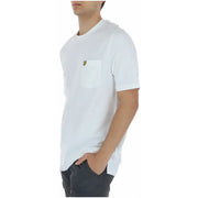 Lyle & Scott men’s white cotton t-shirt with short sleeves chest pocket and small yellow bird logo