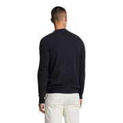 Lyle & Scott Wollpullover für Herren in Schwarz mit feiner Strickstruktur, Vorderansicht
