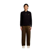 Lyle & Scott Wollpullover aus Baumwollmerino für Herren in Schwarz mit gelbem Vogellogo auf der Brust, Vorderansicht