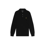 Lyle & Scott Wollpullover aus Baumwollmerino für Herren in Schwarz mit goldenem Vogellogo und silbernen Knöpfen, Vorderansicht
