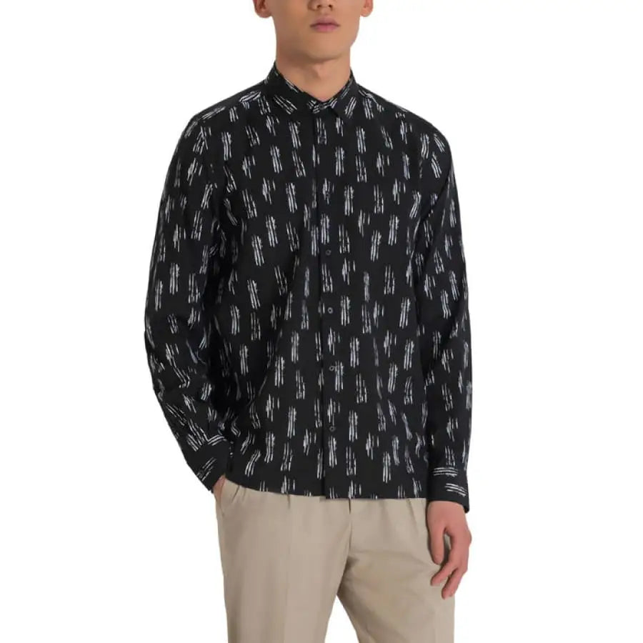 Antony Morato men’s shirt in black with white pattern