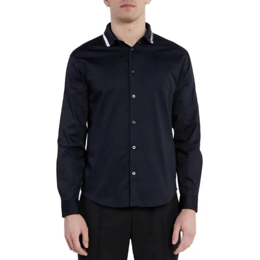 Armani Exchange men’s shirt worn by model in black attire