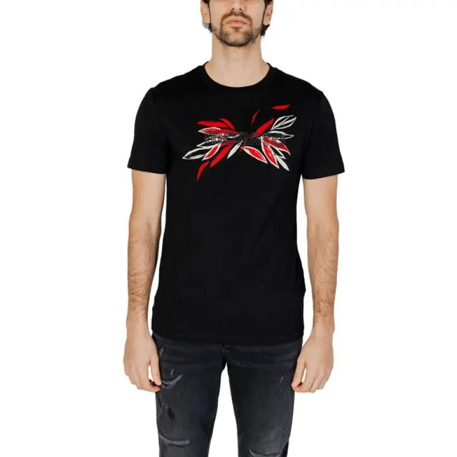 Antony Morato T-Shirt with man in red & white design on black