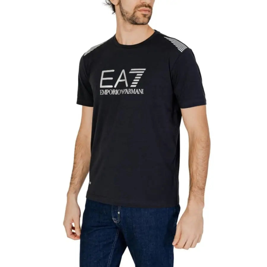 Ea7 men t-shirt with EA logo - stylish black EA7 EA7 men’s wear