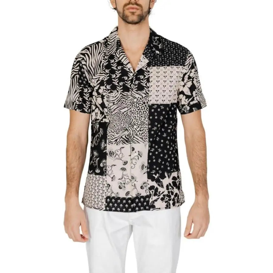 Antony Morato Men Shirt, black and white patterned design