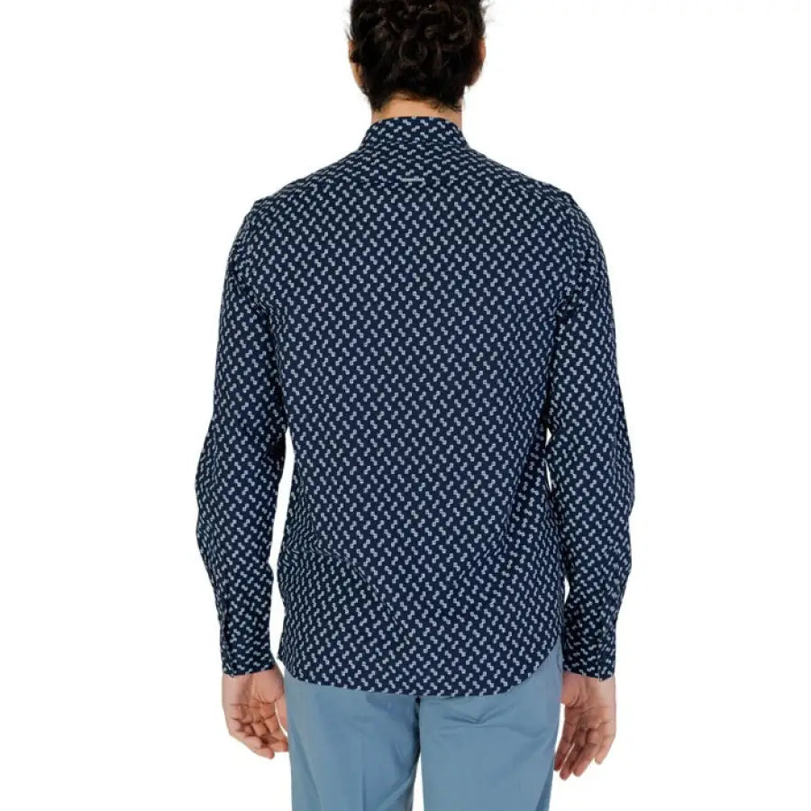 Antony Morato man wearing patterned blue shirt