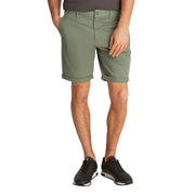 Man wearing green chino shorts from Men’s Yellow T-Shirt and Black Chino Shorts collection