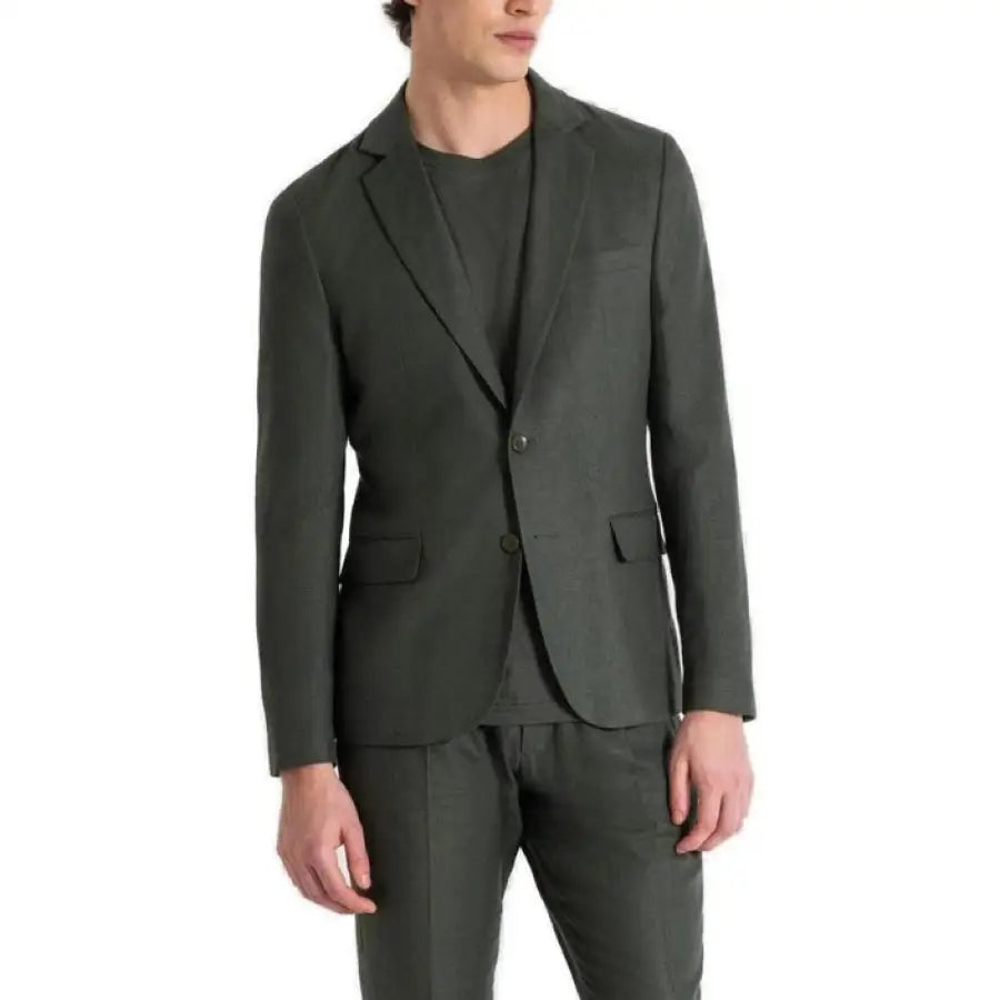 
                      
                        Antony Morato men blazer showcasing urban style clothing, man in suit and tie standing
                      
                    