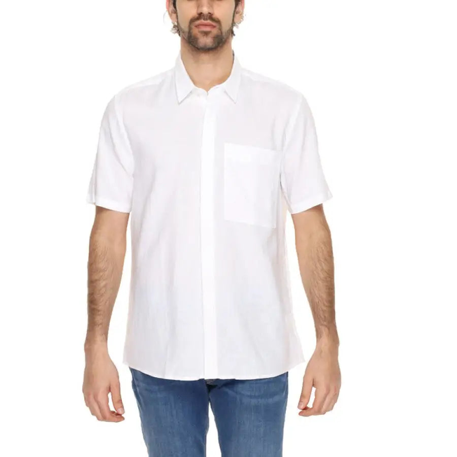 Man in Antony Morato shirt, white shirt and jeans, featured in Antony Morato Men Shirt