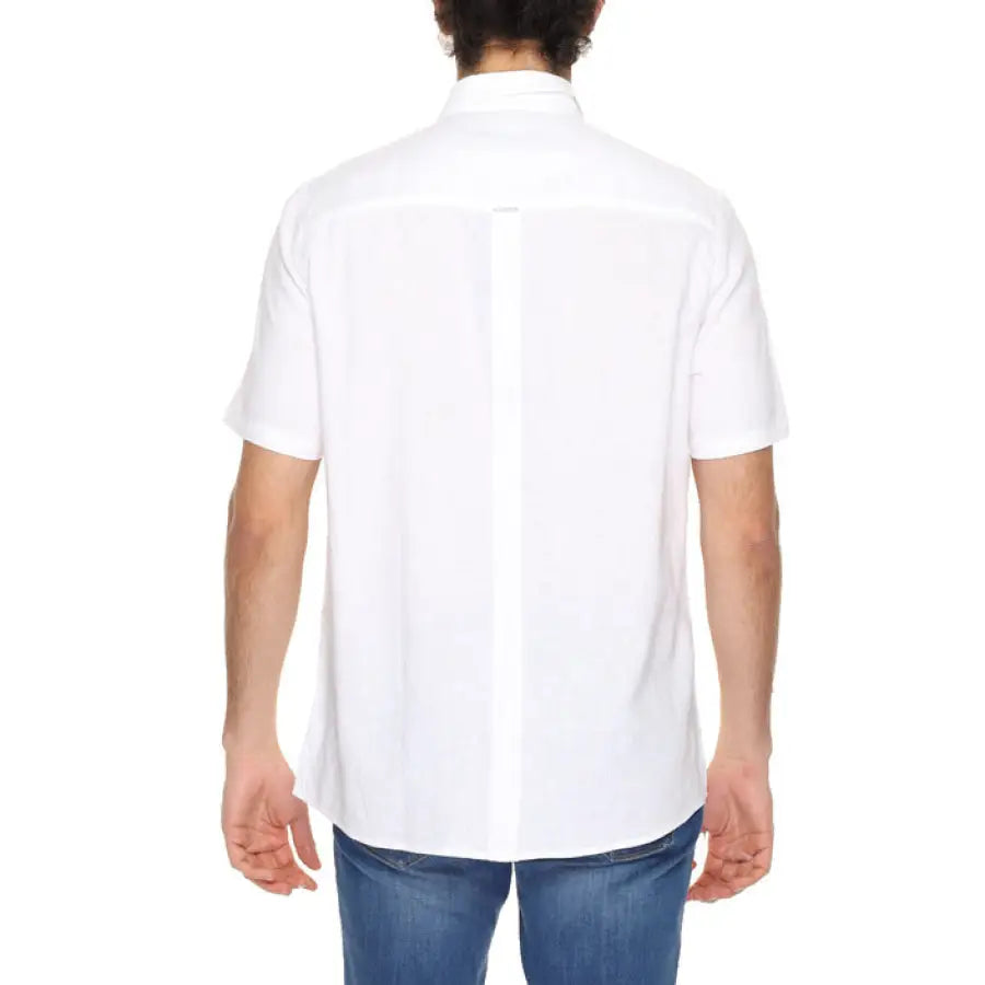 Man modeling Antony Morato white shirt and jeans for Antony Morato Men Shirt product