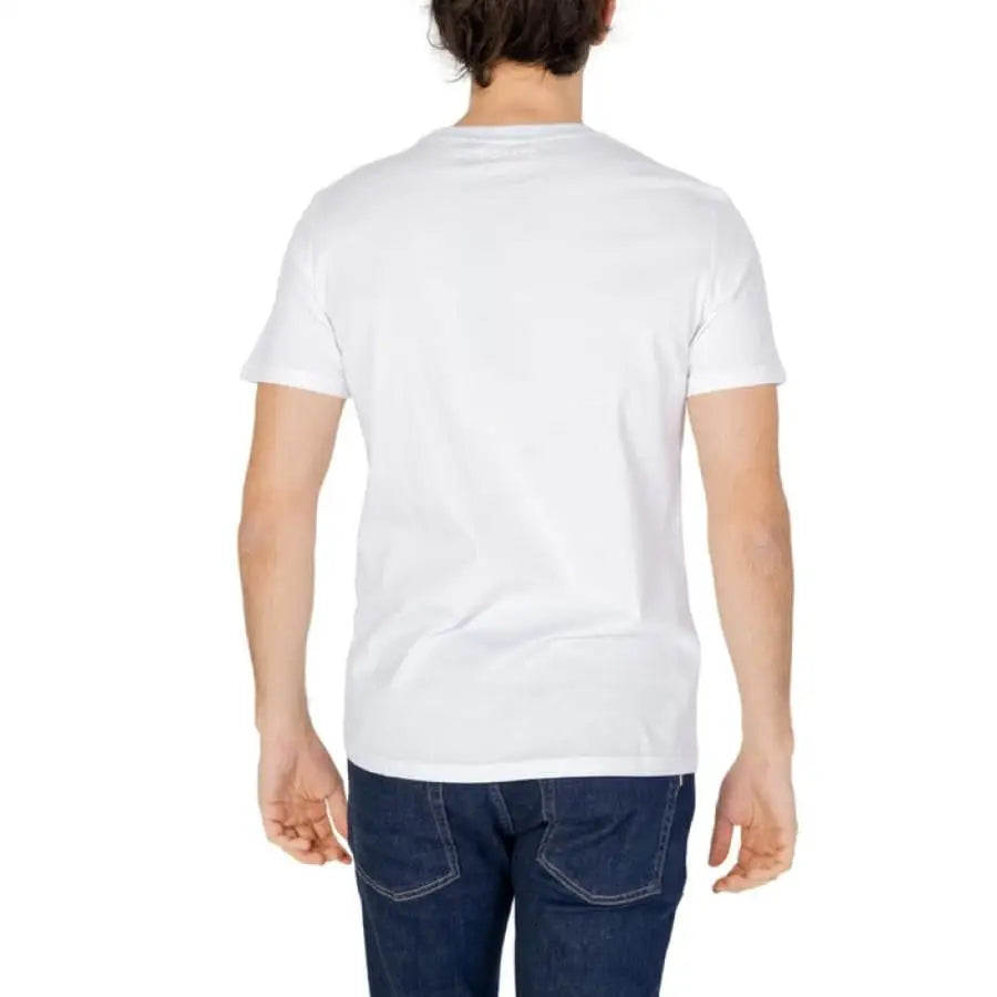 Man wearing Antony Morato Men T-Shirt in white, showcasing Antony Morato style.