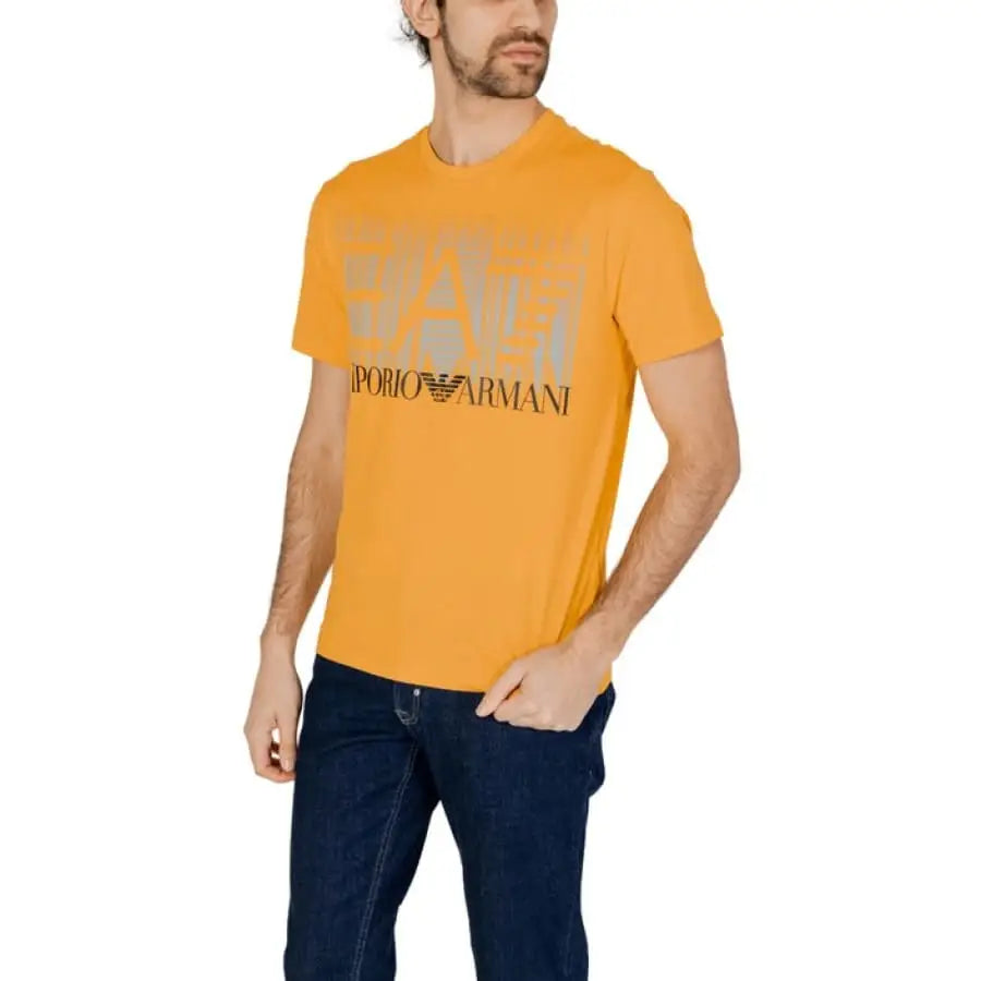 Ea7 Ea7 men t-shirt featuring a man in a yellow ’I am’ print