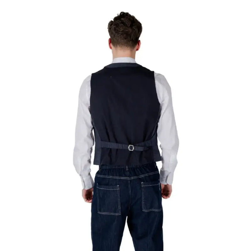 Men’s Navy Vest paired with a stylish White Shirt for a refined look