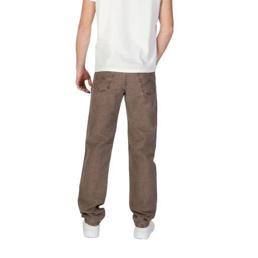 Brown denim jeans with straight-leg cut and classic back pockets from marlboro classics fall winter collection