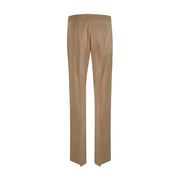 MaxMara beige wool trousers for women featuring straight-leg design with smooth tailored fabric and clean-cut hem